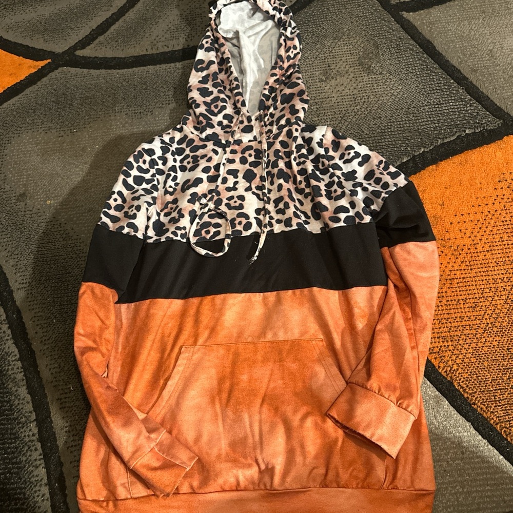 Leopard Print and Orange Women's Hoodie
